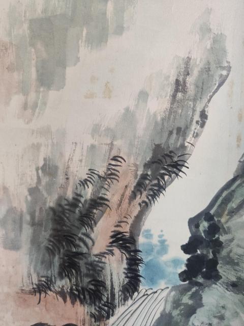 古玩字畫已故海派名家 上海文史館館員 吳大羽入室弟子 芮光庭 山泉 手工原裱立軸拍賣,當前價格2988元