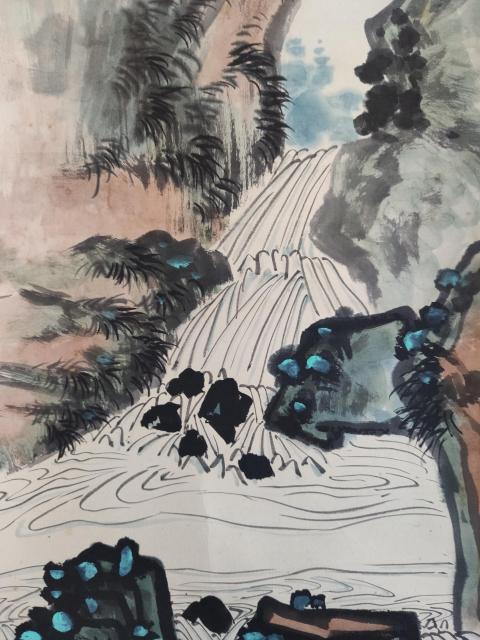 古玩字畫已故海派名家 上海文史館館員 吳大羽入室弟子 芮光庭 山泉 手工原裱立軸拍賣,當前價格2988元