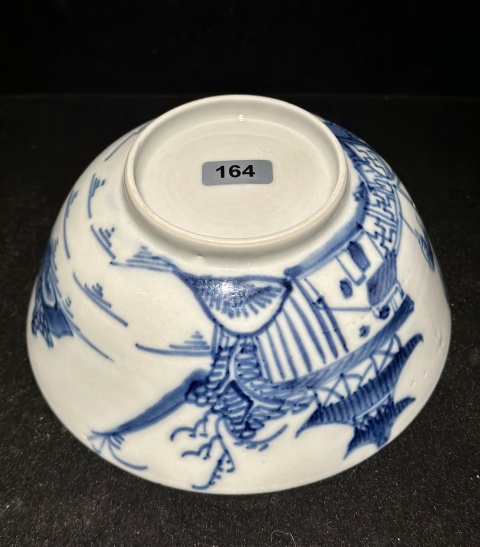 古玩陶瓷清乾隆·青花山水樓閣紋碗164 域鑒鑒定永久保真拍賣(mài)，當(dāng)前價(jià)格450元