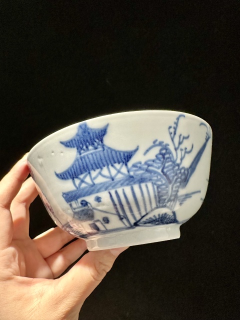 古玩陶瓷清乾隆·青花山水樓閣紋碗164 域鑒鑒定永久保真拍賣(mài)，當(dāng)前價(jià)格450元