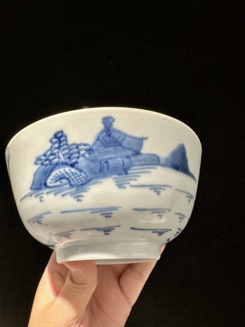 古玩陶瓷清乾隆·青花山水樓閣紋碗164 域鑒鑒定永久保真拍賣(mài)，當(dāng)前價(jià)格450元