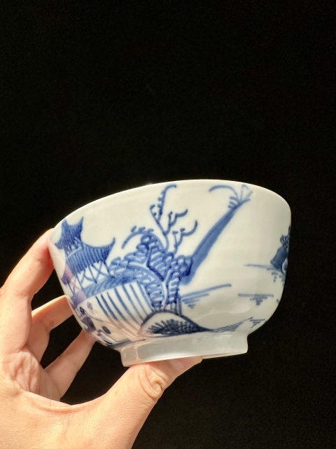 古玩陶瓷清乾隆·青花山水樓閣紋碗164 域鑒鑒定永久保真拍賣(mài)，當(dāng)前價(jià)格450元