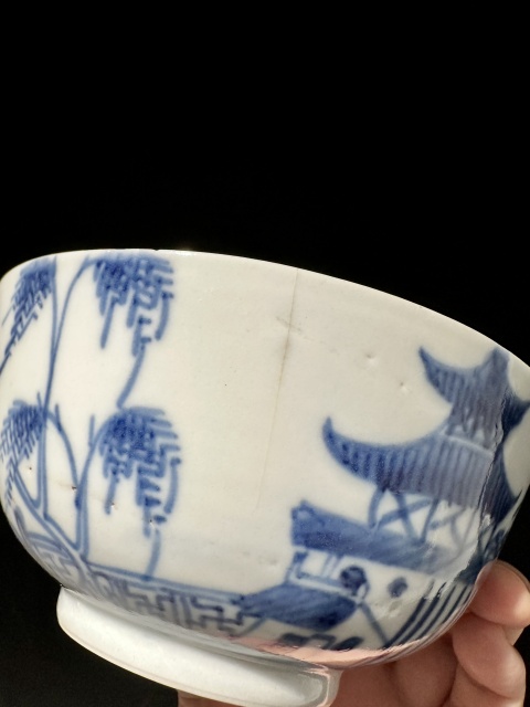 古玩陶瓷清乾隆·青花山水樓閣紋碗164 域鑒鑒定永久保真拍賣(mài)，當(dāng)前價(jià)格450元