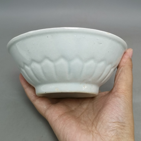 古玩陶瓷明末清初白釉印花碗拍賣，當前價格880元