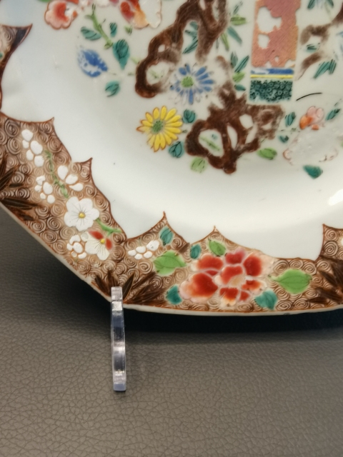古玩陶瓷雍正粉彩洞石花鳥紋八方盤拍賣,當前價格1200元
