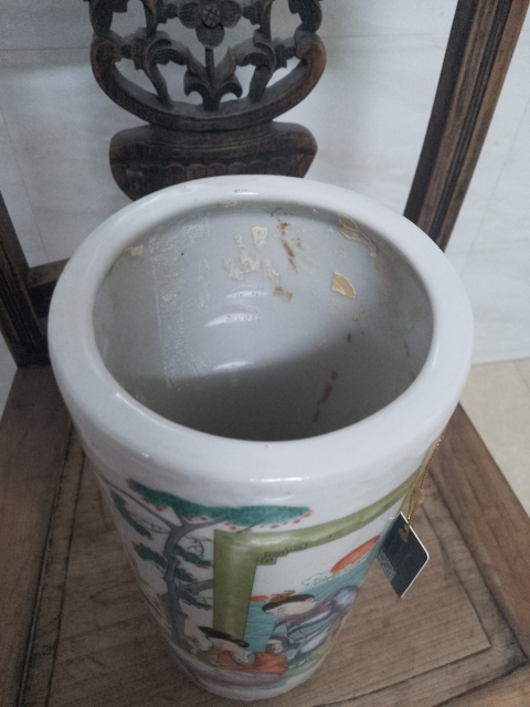 古玩陶瓷粉彩人物故事帽桶拍賣,當(dāng)前價(jià)格1800元
