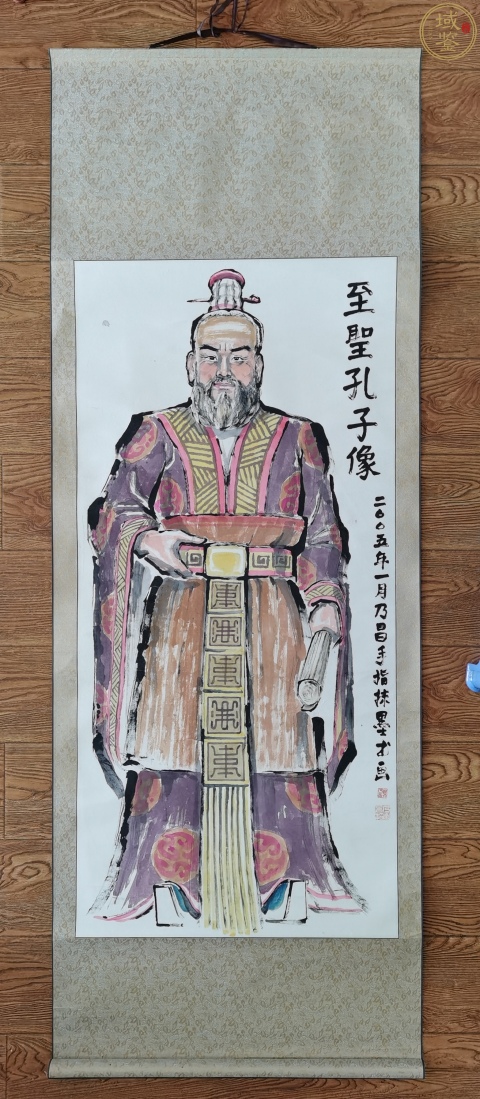 古玩字畫徐悲鴻大師弟子中國指畫第一人龔乃昌指畫孔子拍賣,當(dāng)前價格12000元