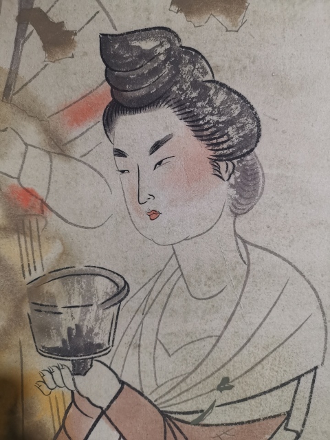 古玩字畫老中美協(xié)會員陜西咸陽美協(xié)主席李白穎唐壁畫宮女圖拍賣,當(dāng)前價格6000元