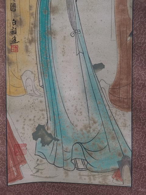 古玩字畫老中美協(xié)會員陜西咸陽美協(xié)主席李白穎唐壁畫宮女圖拍賣,當(dāng)前價格6000元