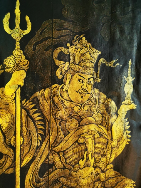 古玩雜項非遺木雕金粉彩拓北方多聞天王拓片(孤品)拍賣，當前價格498元