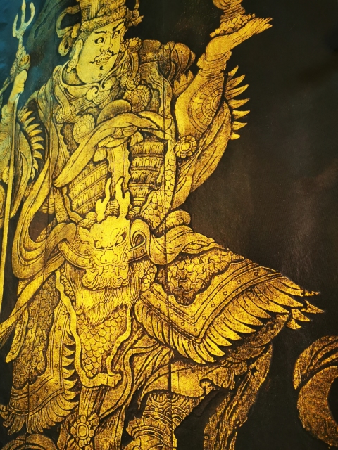 古玩雜項非遺木雕金粉彩拓北方多聞天王拓片(孤品)拍賣，當前價格498元