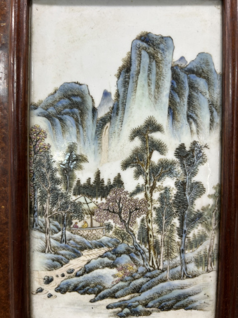 古玩陶瓷清中山水瓷板畫拍賣，當(dāng)前價(jià)格22000元