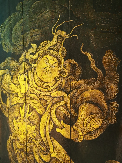 古玩雜項(xiàng)非遺木雕金粉彩拓木刻西方廣目天王拓片(孤品)拍賣，當(dāng)前價(jià)格498元