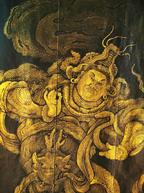 古玩雜項(xiàng)非遺木雕金粉彩拓木刻西方廣目天王拓片(孤品)拍賣，當(dāng)前價(jià)格498元