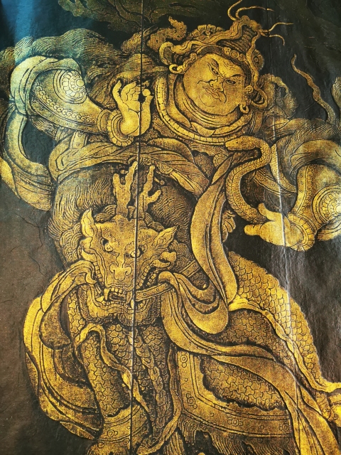 古玩雜項(xiàng)非遺木雕金粉彩拓木刻西方廣目天王拓片(孤品)拍賣，當(dāng)前價(jià)格498元