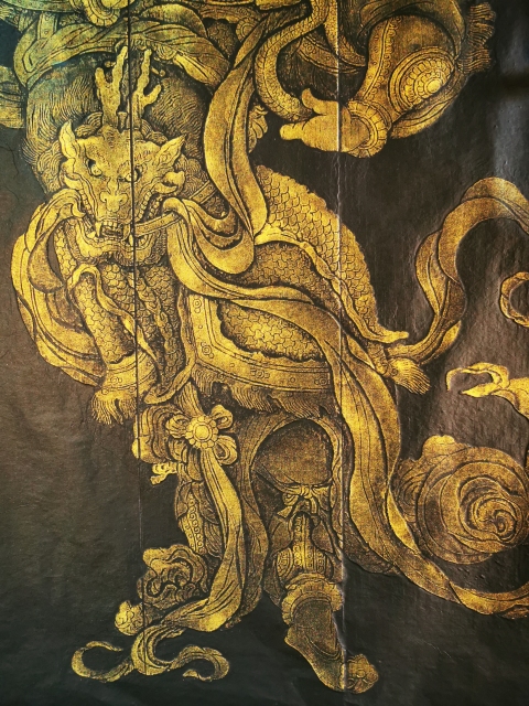 古玩雜項(xiàng)非遺木雕金粉彩拓木刻西方廣目天王拓片(孤品)拍賣，當(dāng)前價(jià)格498元