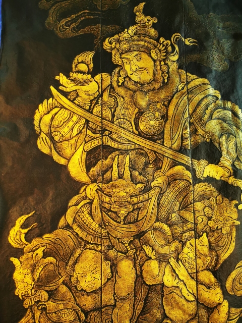 古玩雜項非遺木雕金粉彩拓東方持國天王拓片(孤品)拍賣,當前價格498元