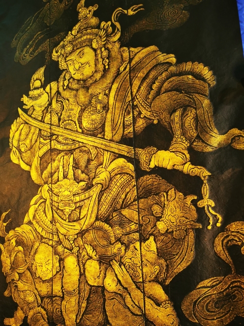古玩雜項非遺木雕金粉彩拓東方持國天王拓片(孤品)拍賣,當前價格498元