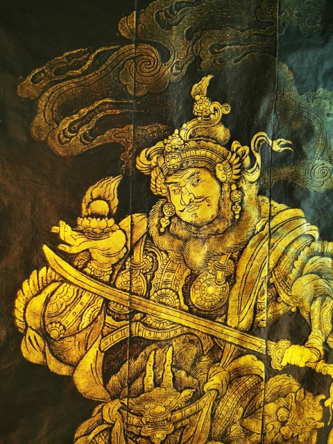 古玩雜項非遺木雕金粉彩拓東方持國天王拓片(孤品)拍賣,當前價格498元