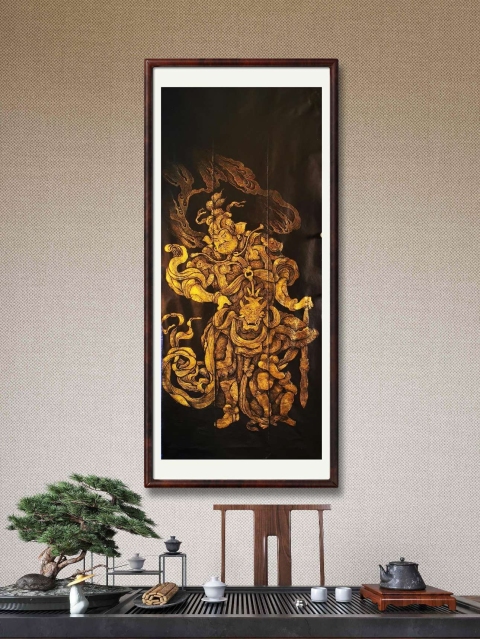 古玩字畫非遺木雕金粉彩拓南方增長天王像(孤品))拍賣,當前價格498元