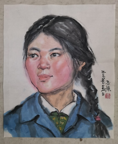 古玩字畫已故原中美協副主席一代國畫大師周思聰國畫寫生人物拍賣，當前價格60000元