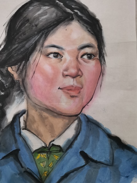 古玩字畫已故原中美協副主席一代國畫大師周思聰國畫寫生人物拍賣，當前價格60000元