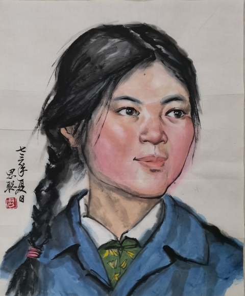 古玩字畫已故原中美協副主席一代國畫大師周思聰國畫寫生人物拍賣，當前價格60000元