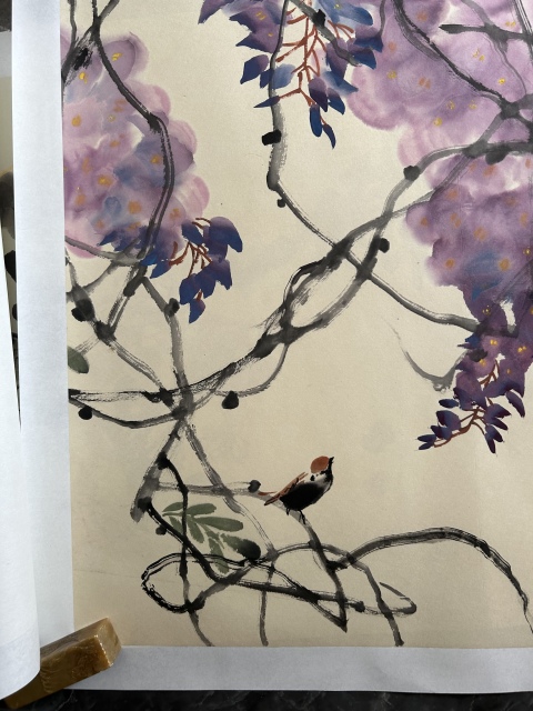 古玩字畫謝會彤《紫藤》拍賣,當前價格455元