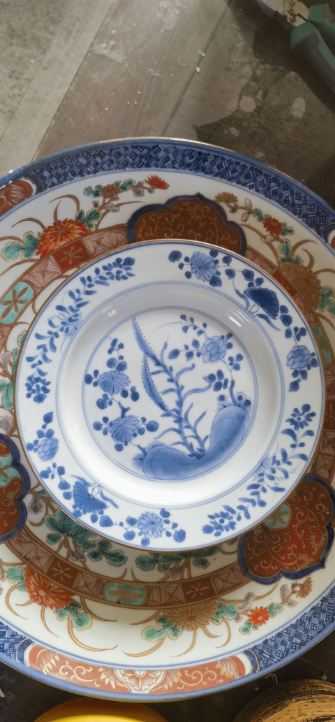 古玩陶瓷青花花卉紋折沿盤拍賣，當前價格600元