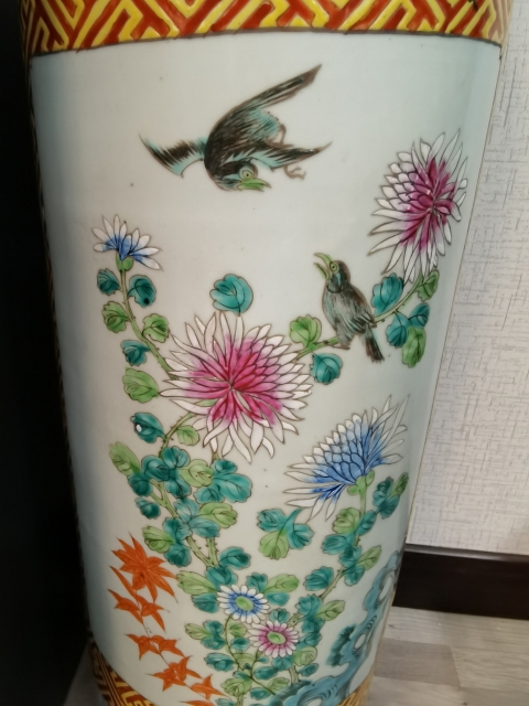 古玩陶瓷60厘米粉彩花鳥紋大箭筒拍賣,當前價格19800元