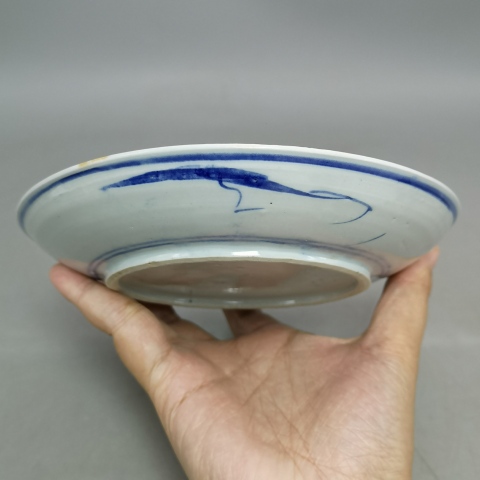 古玩陶瓷清中期歲寒三友松竹梅青花盤拍賣,當(dāng)前價格168元