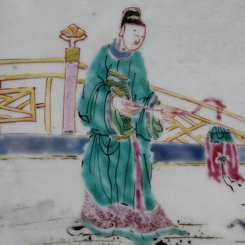 古玩陶瓷（網(wǎng)紅盤西廂記故事）雍正粉彩人物故事紋折沿盤拍賣，當(dāng)前價格86023元