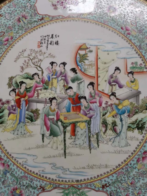 古玩陶瓷精品六件套【紅樓春韻】粉彩人物故事茶桌拍賣,當前價格49988元