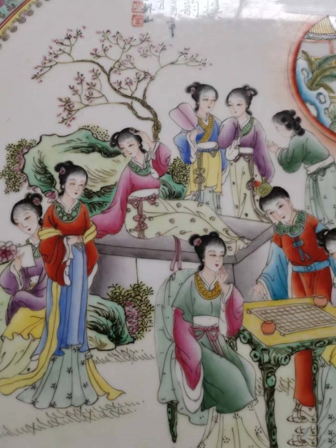 古玩陶瓷精品六件套【紅樓春韻】粉彩人物故事茶桌拍賣,當前價格49988元
