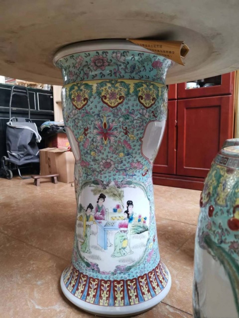 古玩陶瓷精品六件套【紅樓春韻】粉彩人物故事茶桌拍賣,當前價格49988元
