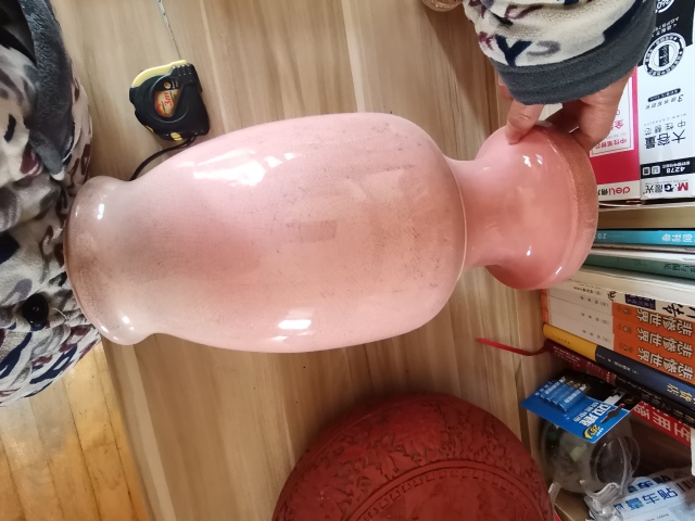 古玩陶瓷粉紅釉盤口瓶拍賣,當前價格4200元