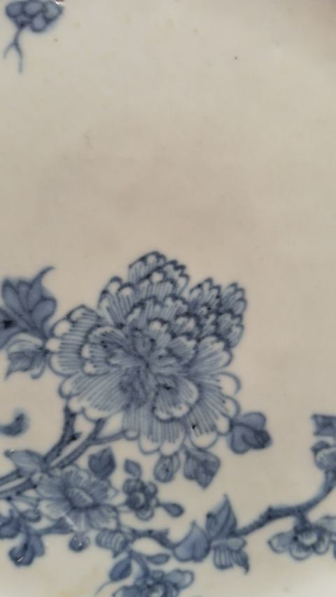 古玩陶瓷青花折枝花卉紋折沿盤拍賣，當前價格1600元
