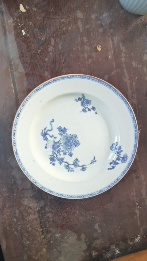 古玩陶瓷青花折枝花卉紋折沿盤拍賣，當前價格1600元