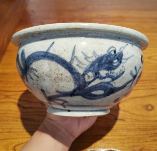 古玩陶瓷清中早期青花趕珠龍紋香爐拍賣，當前價格1500元