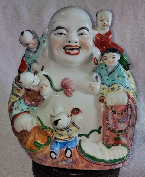 古玩陶瓷粉彩五子登科彌勒佛造像拍賣,當前價格0元