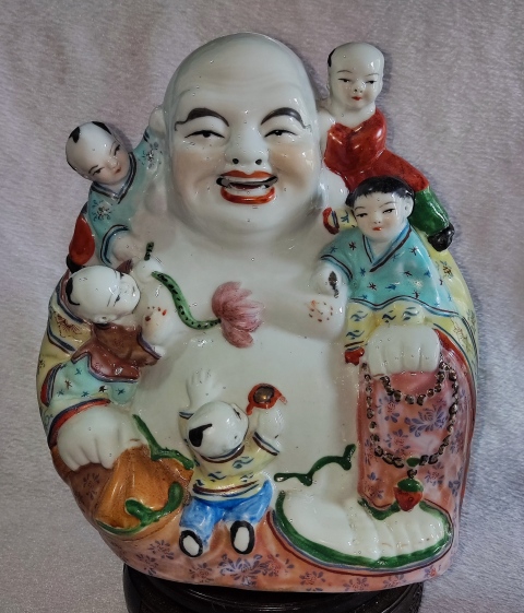 古玩陶瓷粉彩五子登科彌勒佛造像拍賣,當前價格0元