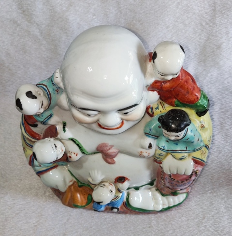 古玩陶瓷粉彩五子登科彌勒佛造像拍賣,當前價格0元