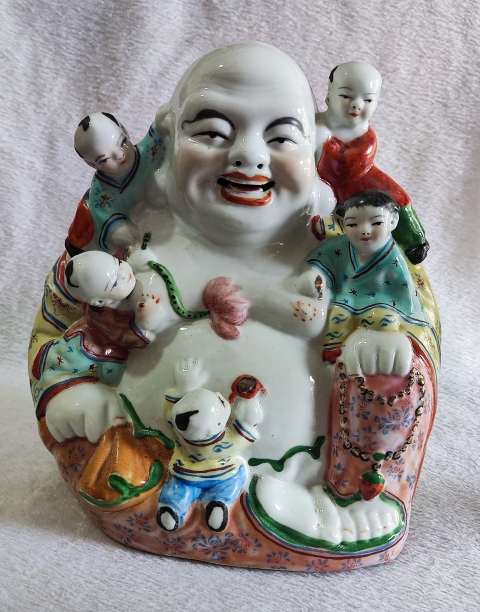 古玩陶瓷粉彩五子登科彌勒佛造像拍賣,當前價格0元
