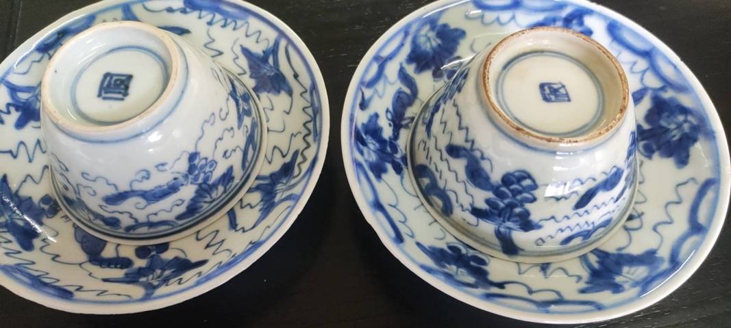 古玩陶瓷青花松鼠葡萄紋杯碟拍賣,當前價格5000元