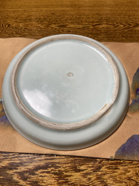 古玩陶瓷清中晚·豆青釉青花山水人物紋茶盤拍賣,當前價格4200元