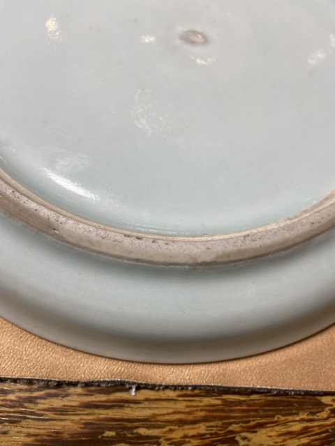 古玩陶瓷清中晚·豆青釉青花山水人物紋茶盤拍賣,當前價格4200元
