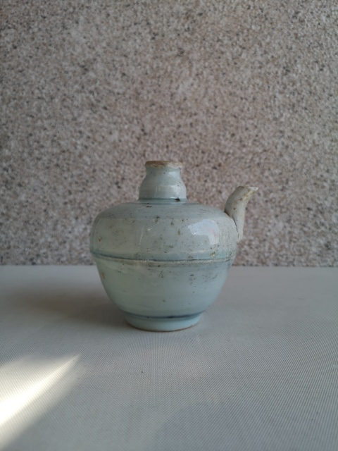 古玩陶瓷青花線條紋油壺拍賣，當前價格750元