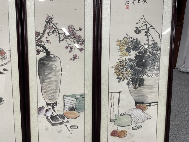 古玩字畫名家 皖風王國鵬 吳昌碩風格四條屏拍賣，當前價格4800元