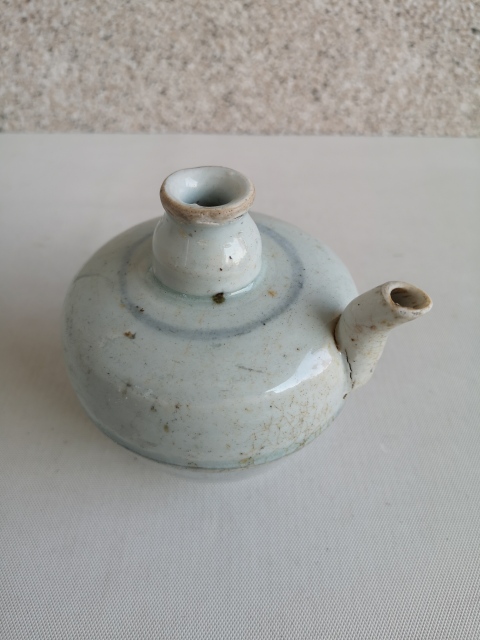 古玩陶瓷青花線條紋油壺拍賣，當前價格750元