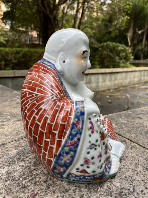 古玩陶瓷民國(guó)粉彩彌勒佛塑像拍賣(mài)，當(dāng)前價(jià)格4500元